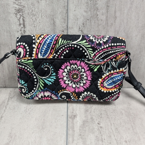 Vera Bradley Turnlock Bandana Swirl Black Paisley Multicolor Petite Crossbody - Picture 7 of 12